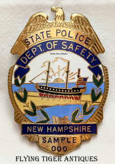 Ext Rare Circa 1962 NH State Police Sample Badge # 000 by Blackinton