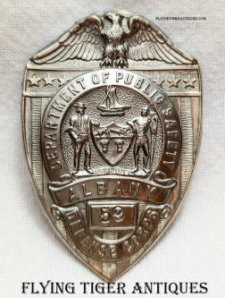 Great WWI ca 1918 Albany NY Dept of Pub Safety Defense Corps Badge # 59 by Quayle