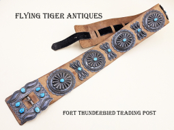 Iconic 1920s Navajo Silver & Godber-Burnham Turquoise 3rd Phase Concho Belt by Hosteen Goodluck