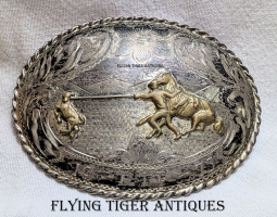 Great 1973 Sterling & GF Calf Roping Trophy Buckle by Western Silversmiths Vista CA