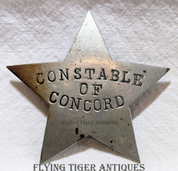 Wonderful 1880's - 1890's Concord California Constable 5-Point Star Badge