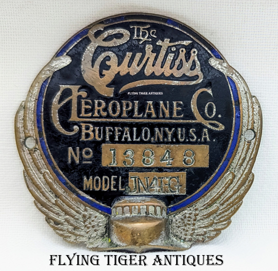 WWII Curtiss JN 4 HG "Jenny" Data Plated with Aircraft Name & Historical Info Engraved on Reverse