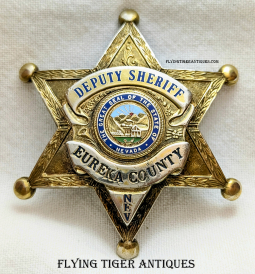 Nice Duty Worn 1990s-2000s Eureka Co NV Deputy Sheriff Badge by Blackinton