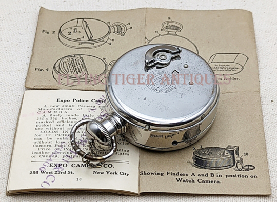 Wonderful Ca 1904 Expo "The Watch Camera" Spy Camera with Directions Booklet