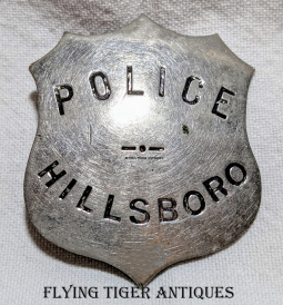 Great Old 1910s Old West Hillsboro Texas Police Badge by CD Reese