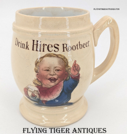 Lovely 1907 Hires Root Beer Adv. Mug by Villeroy & Boch Mettlach