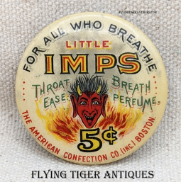 Beautiful Graphics ca 1900 Little Imps Breath Mints Advertising Celluloid Tin