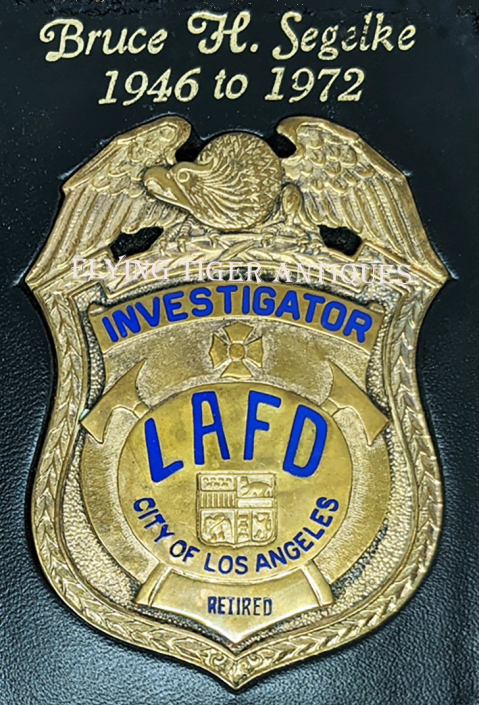 Ext Rare & Ext Cool Early 1970s Los Angeles Fire Department Arson Investigator Retirement Badge