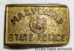 Great Duty Worn 1950s-1960s Maryland State Police Trooper Belt Buckle