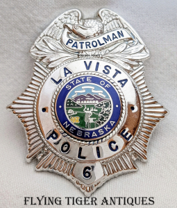 1960s-1970s La Vista Nebraska Police Patrolman Badge # 6