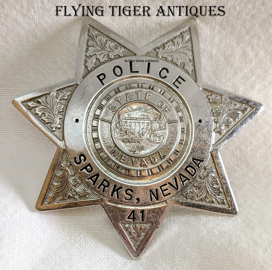 1950s-1960s Sparks Nevada Police 7-point Star Badge # 41 by