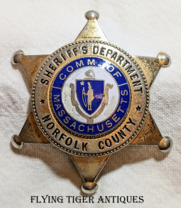 1960s-1970s Norfolk Co Massachusetts Sheriff's Department Badge