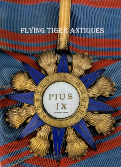 Beautiful ca 1900-WWI Papal Order of Pius IX Commander Neck Badge in Gilt & Enameled Silver