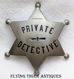 1920s-1930s Private Detective 6-pt Ball Tip Star Badge by Ed Jones