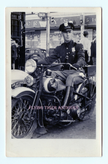 Wonderful 1930s - Early 40s San Antonio Texas Motorcycle Police Officer RPPC