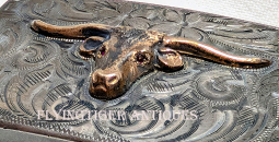 Classic Early 1930s Unmarked Srour Trophy Buckle in Sterling & 10K w/Ruby Eyes On pressed Belt
