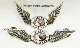 Stunning and Minty Ca 1950 Viking Air Lines Pilot Wing & Hat Badge