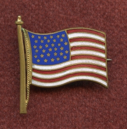 Very Rare Ca 1860's Patriotic 33 Star US Flag Enameled Lapel Pin. The "Oregon" Flag flown from 1859-