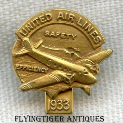 1933 United Air Lines Safety and Efficiency Lapel Pin