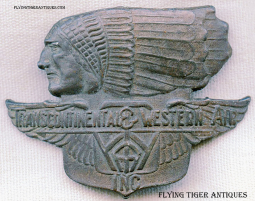 Early WWII Transcontinental & Western Air Inc. (TWA) Pilot's Cap Badge