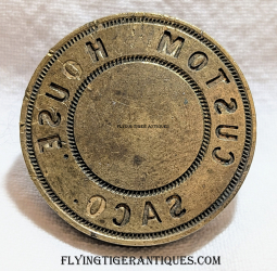 Ext Rare 1870s US Customs Brass Stamp for Wax Seal from Custom House Saco Maine