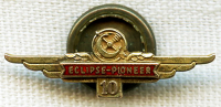 1940s Eclipse-Pioneer (Bendix Division) 10 Years of Service Lapel Pin 10K