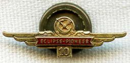 1940s Eclipse-Pioneer (Bendix Division) 10 Years of Service Lapel Pin 10K