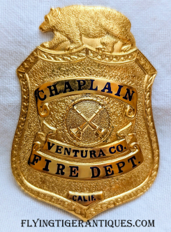 Gorgeous 1960s Ventura Co CA City of Santa Paula Fire Dept Badge