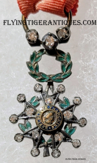 Wonderful French 3rd Republic Miniature Legion d'Honneur in Gold & Silver with 18 Mine Cut Diamond