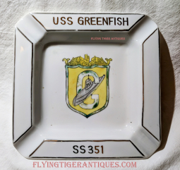 Korean War Era USS Greenfish SS-351 USN Submarine Commemorative Ashtray