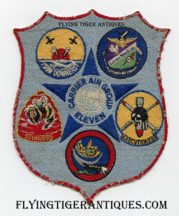Great Large Korean War ca 1952 USN CVG-11 Carrier Air Group 11 Gaggle Flight jacket Patch