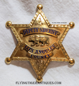 Beautiful Early-Mid 1950s Los Angeles Co CA Deputy Sheriff A Series Badge # 1051 by Entenmann