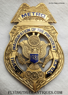 Beautiful Minty 1981 Metro DC Transit Police Inauguration Badge # 275 in Issue Badge by Blackinton