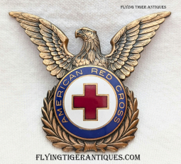 Scarce WWII American Red Cross Officer Hat Badge Maker Marked by Balfour