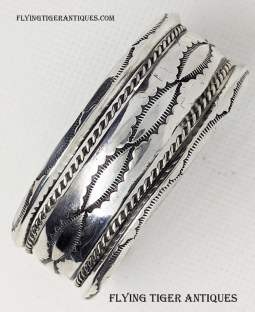 Lovely Old Pawn Navajo Silver Hand formed & Stamped Bracelet