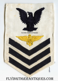 WWII USN Naval Aviation Pilot First Class Sleeve Rate with Yellow Wing 1945 by NV Emblem