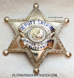 Early-Mid 1950s Orange Co CA Deputy Sheriff Badge by LA Stamp & Staty
