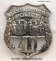 Rare 1960s Palisades Interstate Park Police Badge # 40 NY & NJ Jurisdiction