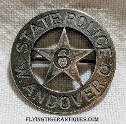 Great ca 1900 "Ohio State Police" Horse Thief Detective Association Badge from West Andover