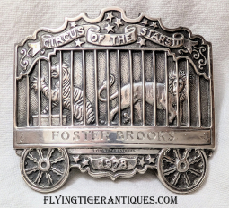 Great 1978 Tiffany Silver Circus of the Stars Large Belt Buckle of Foster Brooks The Lovable Drunk