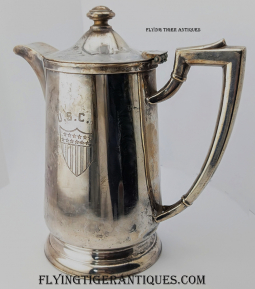 1930s-WWII USCG US Coast Guard Officer's Mess Silverplate Coffee Pot by International Silver Co