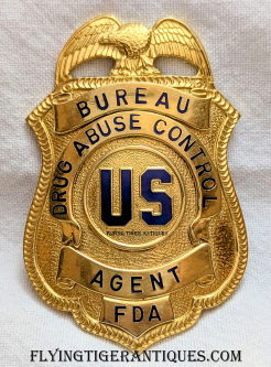 Rare 1966-1968 US FDA Bureau of Drug Abuse Control Agent Badge # 187 by Blackinton