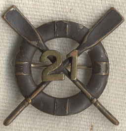 Rare WWI Numbered US Life Saving Service Surfman's Collar Badge #21
