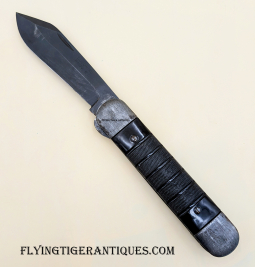 WWII USN Pilot Survival Folding Knife by Colonial with ext Rare Carry Pouch Saw Blade Modified