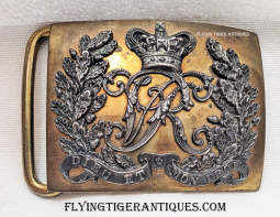 1880s-1890s British Victorian Era Heavy Cavalry/Dragoon Officer Waist Belt Buckle in Silver & Bronze