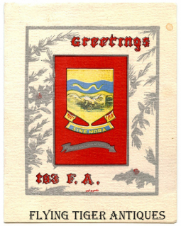 WWII 183rd Field Artillery Regiment / Battalion Christmas Card w/ Unit Crest on Front