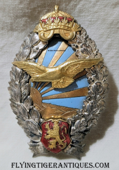 Beautiful Pre / Early WWII Bulgarian Pilot Badge Bulgarian Made by Miloshev Rare in Pin Back