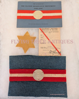 Ext Rare WWII Danish Resistance Armband Pass Booklet & Juden Star