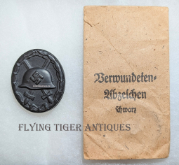 Minty WWII Wehrmacht Black Wound Badge with Envelope of Issue by Steinhauer & Luck