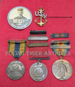 Great Mexico - WWI USN Chief Petty Officer Medal Grouping with Photo ID Badge